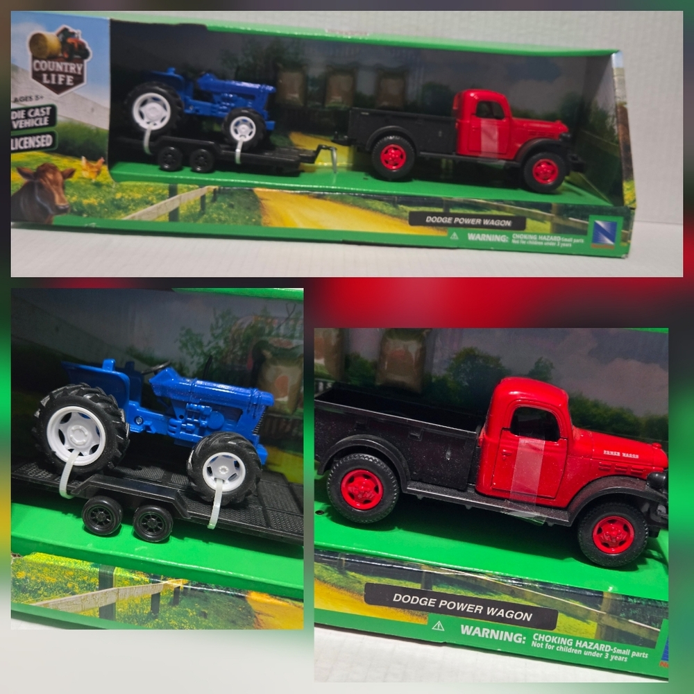 New Ray truck and trailer set with tractor, Dodge Power Wagon